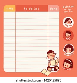 Cute school kids illustration elements for notebook, diary, stickers and planner : Vector Illustration