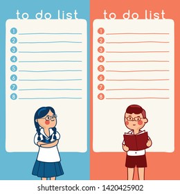 Cute school kids illustration elements for notebook, diary, stickers and planner : Vector Illustration