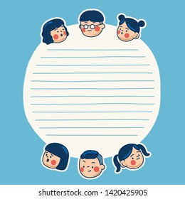 Cute school kids illustration elements for notebook, diary, stickers and planner : Vector Illustration