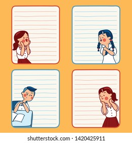 Cute school kids illustration elements for notebook, diary, stickers and planner : Vector Illustration