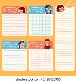 Cute school kids illustration elements for notebook, diary, stickers and planner : Vector Illustration