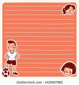 Cute school kids illustration elements for notebook, diary, stickers and planner : Vector Illustration