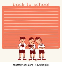 Cute school kids illustration elements for notebook, diary, stickers and planner : Vector Illustration