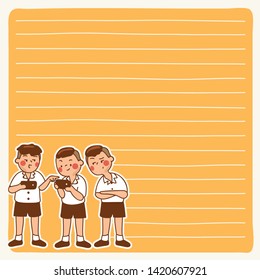 Cute school kids illustration elements for notebook, diary, stickers and planner : Vector Illustration