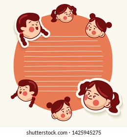 Cute school kids illustration elements for notebook, diary, stickers and planner : Vector Illustration