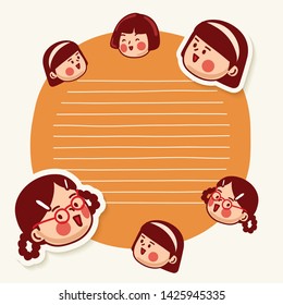 Cute school kids illustration elements for notebook, diary, stickers and planner : Vector Illustration