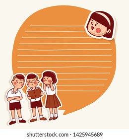 Cute school kids illustration elements for notebook, diary, stickers and planner : Vector Illustration
