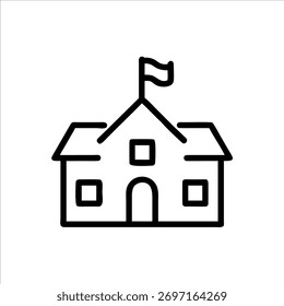 Logotipo lindo del Vector del contorno de la escuela en el fondo blanco