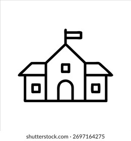 Logotipo lindo del Vector del contorno de la escuela en el fondo blanco