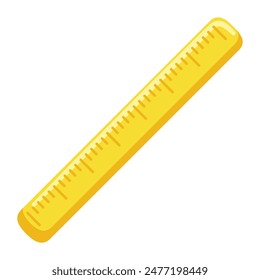 Cute school ruler. Straight ruler for geometry and math lessons. Cartoon flat illustration.