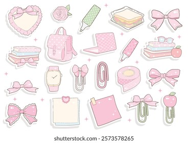 Cute School, Stationery Sticker. Back  To School Sticker. Vector illustration