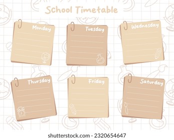 Cute school timetable weekly schedule template