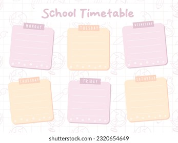 Cute school timetable weekly schedule template