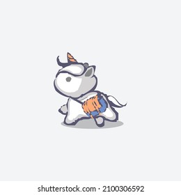 Cute School Unicorn. School activities. Back to School isolated objects background. Great illustration for a school books and more. VECTOR.