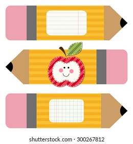 Cute school yellow pencils with pink rubber can be used for scrapbooking printables or other Back to School decoration