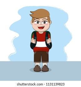 Cute schoolboy cartoon