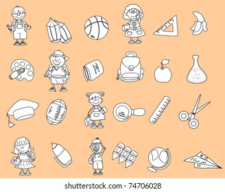 cute schoolboys and schoolgirls, School elements