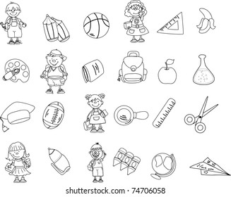 cute schoolboys and schoolgirls, School elements