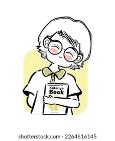 Cute schoolgirl character sticker vector