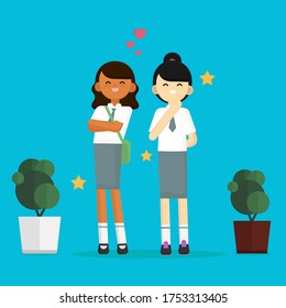 Cute Schoolmate Characters Design Vector