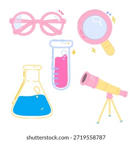 Linda ilustración de herramientas de exploración científica 