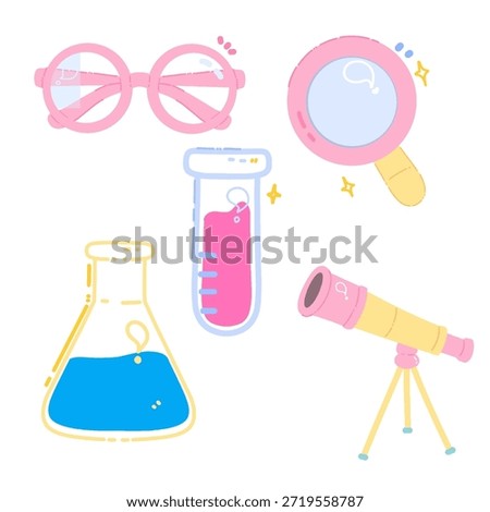 Cute science exploration tools illustration 