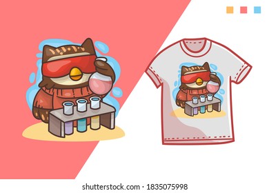 cute science owl t-shirt template design