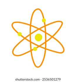 Cute science theme composition, postcard with funny hand drawn doodle atom structure, neutron, proton. School, science, education objects set