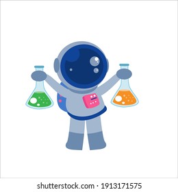 Cute Scientist Astronaut Character Vector Template Design Illustration