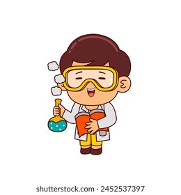 cute scientist boy cartoon character