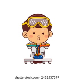 cute scientist boy cartoon character