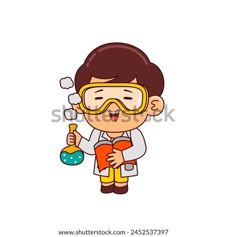 cute scientist boy cartoon character