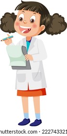 Cute scientist girl cartoon character illustration