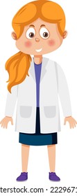 Cute scientist girl cartoon character illustration