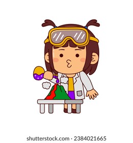 cute scientist girl cartoon character vector illustration