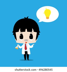 cute scientist has new idea about his experimenting.