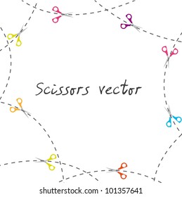 cute scissor with space for copy over white background. vector illustration