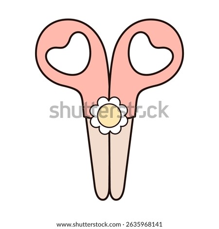 Cute scissors clipart, groovy school supplies, back to school, hand drawn vector illustration in flat style