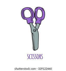 Cute scissors. Isolated with the inscription