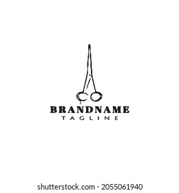 cute scissors logo cartoon design icon modern black vector symbol