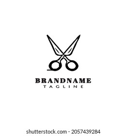 icono de diseño de dibujos animados del logotipo de tijeras lindas ilustración vectorial plana moderna