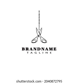 cute scissors logo cartoon icon design template black modern isolated vector illustration