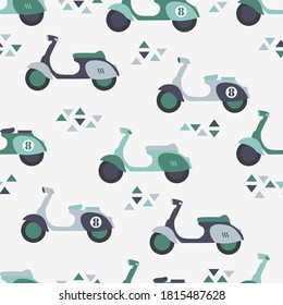 cute scooter cartoon seamless pattern print surface design illustration