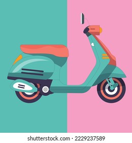 Cute Scooter Design Vector Soft Color Blue and Pink