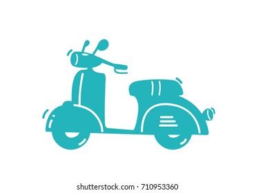 Cute scooter vector illustration, cartoon style. Isolated on white background