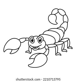 Cute scorpion cartoon characters vector illustration. For kids coloring book.