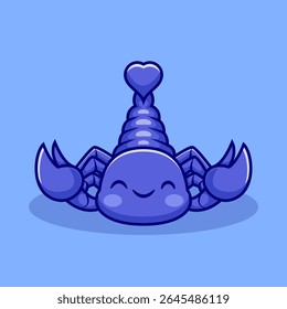 Cute Scorpion Cartoon Vector Icon Illustration. Animal Nature Icon Concept Isolated Premium Vector. Flat Cartoon Style