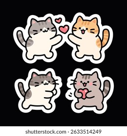 Cute Scottish Fold cat stickers pack showing love and affection with adorable expressions.