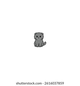 Cute scottish fold sitting cartoon, vector illustration