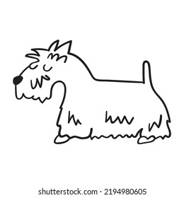 Cute Scottish Terrier. Vector icon. Outline illustration.